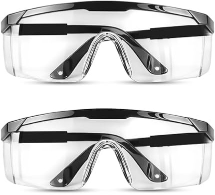 TAIGAOASIS 2 Pack Safety Glasses for Men & Women, Full Coverage Clear Lenses with Built-in Brow Guard, ANSI Z87.1 & CE Certified, Anti-Fog, Anti-Scratch, 100% UV Protection