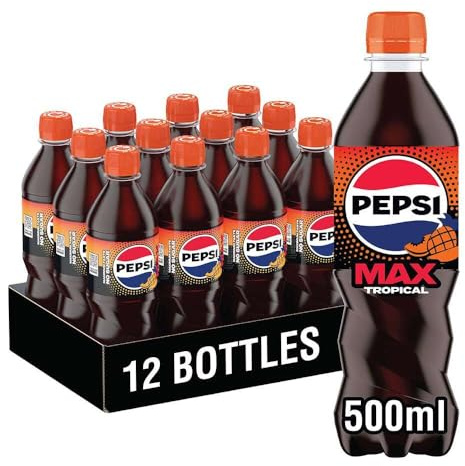Pepsi Max Tropical, 500ml Bottle (Pack of 12)
