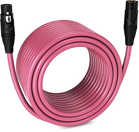 LyxPro Balanced XLR Cable 30.5m Premium Series Professional Microphone Cable, Powered Speakers and Other Pro Devices Cable, Pink