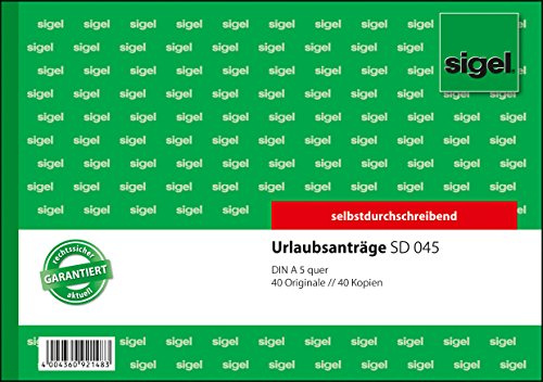 Sigel© Urlaubsantr„ge, 1. und 2. Blatt bedruckt, A5 q, 2 x 40 Blatt, 2 x 40 Blatt