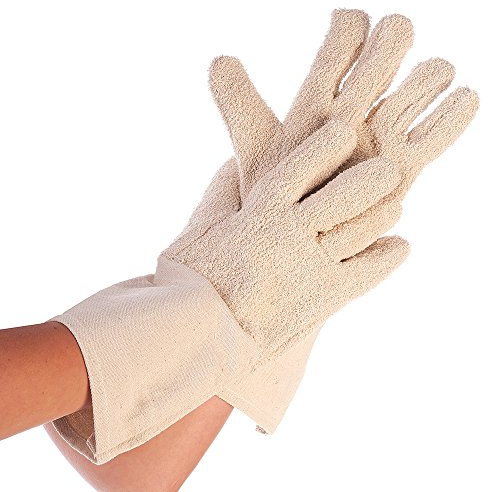 Franz Mensch Hygostar Ofenhandschuhe Bako Finger, Natur, 35 cm | Baumwolle, 6 Paar, Hitzeschutzhandschuhe, Topfhandschuhe, Kochhandschuhe, Backofenhandschuhe
