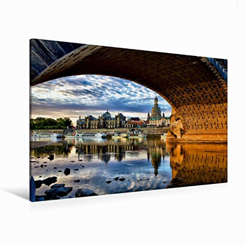 Premium Textil-Leinwand 120 x 80 cm Quer-Format Unter der Augustusbrücke | Wandbild, HD-Bild auf Keilrahmen, Fertigbild auf hochwertigem Vlies, Leinwanddruck von Dirk Meutzner