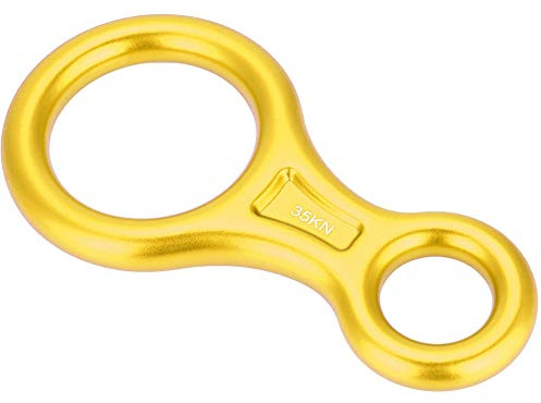 Tbest Anillo de Escalada Rappel 8, 35KN Escalada Descendente Anillo de Rappel Escalada Descenso Figura Aleación de Aluminio Anillo Descensor Cuerda Rappel de Rescate de Escalada al Aire (Oro)