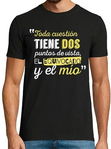latostadora Camiseta Manga Corta Puntos De Vista Hombre (Fondo Oscuro) para Hombre - Camisetas Humor Sarcasmo - Chistes Frases Graciosas Originales - Camiseta Divertida - Ref. 1087320-P