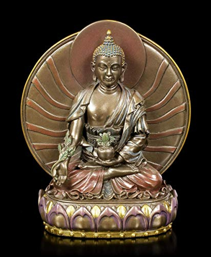 Figuren Shop GmbH Bhaisajyaguru Buddha-Figur der Medizin | Deko-Figur, bronziert und coloriert, H 15,5 cm