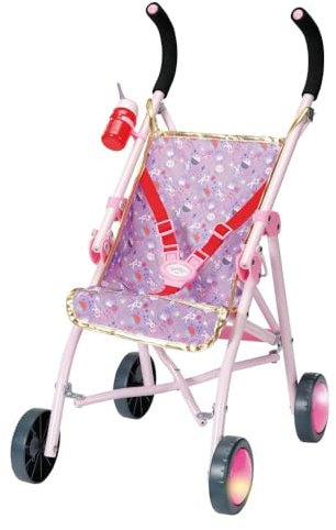 BABY born Happy Birthday Deluxe Buggy, zusammenklappbarer Puppenwagen mit blinkenden Rädern, 829950 Zapf Creation