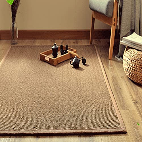 Geovne Naturfaser-Bambusteppich,traditionelle Japanische Bordürenteppich,rutschfeste Fußmatte,Sommer-Home-Bambusmatte,leicht zu Reinigen,für Wohnzimmer-Balkon-Dekor,Braune Farbe (W150xH320cm/59 x126)