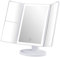 GRIFEMA, GF1001W Espejo Maquillaje con Luz, Espejo de Vanidad LED Triple con Aumento 1X/2X/3X Espejo de Vanidad, Rotación Ajustable 180°, Interruptor Táctil,Fuente de Alimentación Dual, Blanco