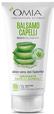 Omia, Balsamo Capelli Eco Bio con Aloe Vera del Salento, Per Capelli Normali, Idratante ed Equilibrante, Adatto ad un Uso Frequente, Senza Siliconi, Dermatologicamente Testato - Flacone da 180 ml