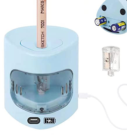 Elektrischer Anspitzer JIJICZ 6-8 mm Usb Und Batteriebetriebener Klein Spitzer Elektrisch Automatisch Bleistiftspitzer Mit Behälter Für Kinder, Künstler, Lehrer, Electric Pencil Sharpener, Blau