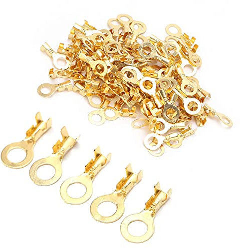 Borne à anneau de cosse, connecteurs de sertissage de câble pressé à froid en laiton nu, M5 5,2 mm, 100 pièces