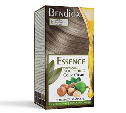 Bendida Permanente Haarfarbe 120 ml mit Macadamia-Öl und 6% Oxidationsmittel | 100% Grauhaarabdeckung & langanhaltender Glanz | Set mit Vor-Serum, Farbcreme & Fixier-Conditioner (6 Dunkelblond)
