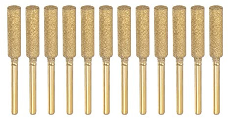 sourcing map 2Packs (12pcs) Diamond Coated Chainsaw Sharpener Bits 7/32 5.5mm Cylinder Head, Titanium Plated Electric Chain Saw Grinder