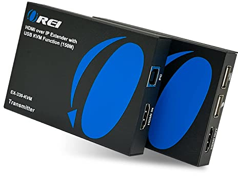 OREI KVM Over IP HDMI Extender Over LAN, Single CAT5e/CAT6A/CAT7 Cable Output1080p PC Control - Up to 492 Ft - Remote Keyboard Mouse USB Control - Over Home Network