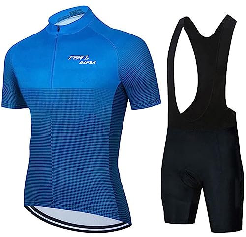 FFFF & OLFEH Conjunto Ciclismo Hombre, Traje Ciclismo Hombre Verano Manga Corta y Pantalones Cortos Acolchados, Gel 9D Ropa Ciclismo Transpirable Secado rápido (XS,FA09)