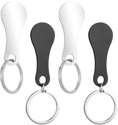 4 Pièces Jeton Caddie, Jeton Caddie Metal Porte Clé, Jeton Caddie en Acier Inoxydable pour Chariots de Courses