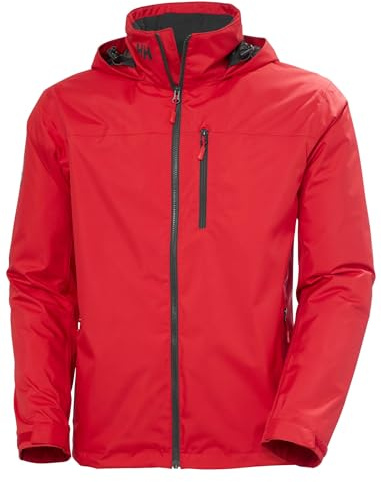Helly-Hansen Crew Hooded Midlayer 2.0 Waterproof Jackets for Men with Insulated Windproof Sailing Fabric and Packable Hood, 162 Red - XL