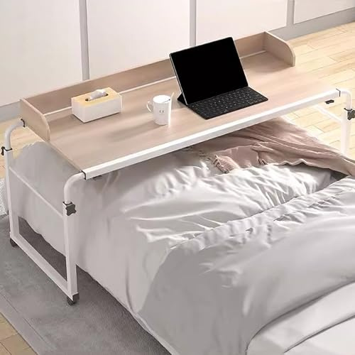 GXQFC Verstellbarer Überbetttisch, Höhen- und Breitenverstellbar Steharbeitsplatz mit Rollen Überbettschreibtisch Mobiler Schreibtisch Laptopwagen Computertisch für das Heimbür(Color:Holz)
