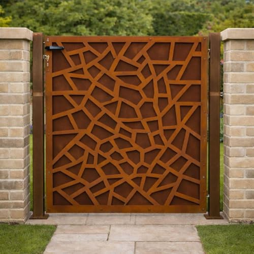 ESTEXO Gartentor Gartentür Rost Zauntür Hoftor Hoftür Gartenpforte Gartenzaun Garten (Gartentor Design / 120 cm)