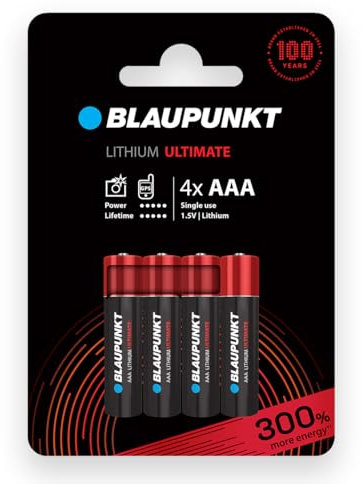BLAUPUNKT AAA Lithiumbatterien Packung mit 4, am besten für Digitalkameras und Internet of Things (IoT)-Geräten, FR03BUL/4CP