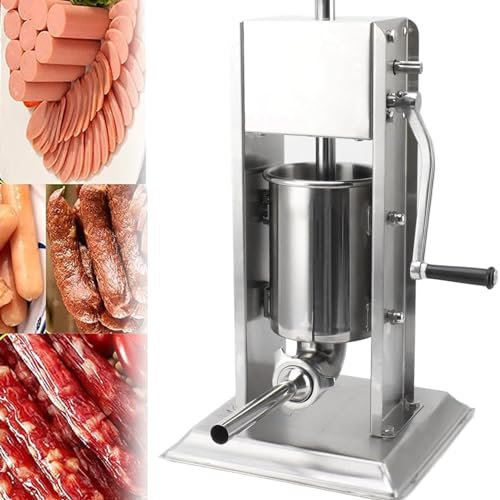 URJWAN Manual Sausage Stuffer, Sausage Stuffer Machine, Catering Vertical Sausage, with 4 Filling Nozzles Manual Sausage Stuffing Mincer Machine 6 Size Optional,2L