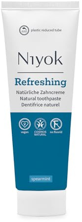 Niyok® Dentifricio rinfrescante Spearmint (75 ml) • Dentifricio rimineralizzante per denti sani • Cura naturale e freschezza • Tubo ridotto in plastica • Senza fluoro e vegano