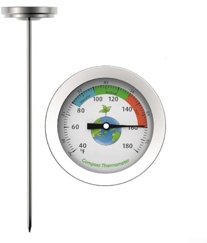 Thermomètre de sol, testeur de sol à compost, sonde en acier inoxydable, thermomètre moniteur de température, pour sol, engrais, mesure de la température de l'eau (terre)