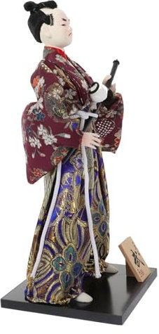 MOLUCKFU Figurine De Samurai Japonaise Décoration Intérieur Artisanale Poupée Traditionnelle Kimono Idéale pour Maison Et De Pendaison De Crémaillère Art Authentique