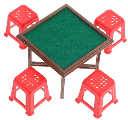 HONMEET 1satz Miniatur Mahjong Tisch Und Stühle Set Für Tisch Stühle Dekorative Mikrolandschaft Accessoires Langlebig Und Ansprechend Für Miniatur-Dekorationen