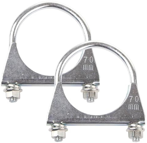 2 Pcs 70mm Exhaust Clamp, Heavy Duty Exhaust Clamps U Clamps, Special Clamp for Exhaust Pipe U-Shaped Galvanized Pipe Clamp, Exhaust U Bolts for 70mm Diameter Exhaust Tail Pipe Clamps