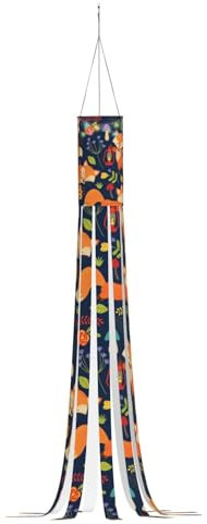 Niedlicher Tier-Fuchs-Blumendruck, Halloween-Serie, Windsack, außergewöhnliches Outdoor-Geister-Dekor, Halloween, Thanksgiving