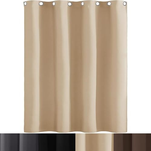 AMZYU Lärmschutzvorhang 1 Stück, 90 x 200 cm Schöner Weicher, Kälteschutz Warm Gardinen Modern Schlaufenschal, Raumteiler Waschbar, in Vielen Farben Und Größen, Creme Farben