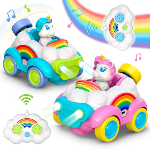 HappyGoLucky Ferngesteuertes Auto ab 2-3Jahr Spielzeug ab 2-5Jahr Einhorn Geschenke für Mädchen Weihnachten Kinder 3-5 Jahre