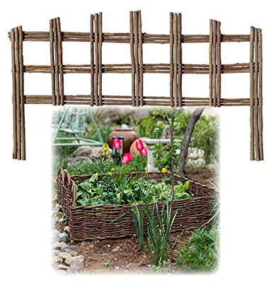 Wicker Garden Fencing Decorative Willow Hurdle Panels for Flowerbed Patio and Driveway Easy to Install Lawn Border Edge Weaved Rattan Effect Pet Proof 35X60CM/1.14X1.96FT (Color: A)