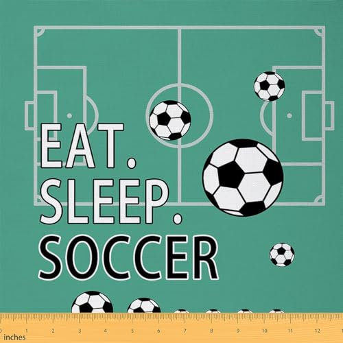 Loussiesd Fußball Stoff 92x150cm Kinder Fußball Patchwork Stoffe Set für Kinder Jungen Mädchen Kleinkind Grün Stoff Meterware für Stühle Fußball Spiel Stoffpaket Dekor
