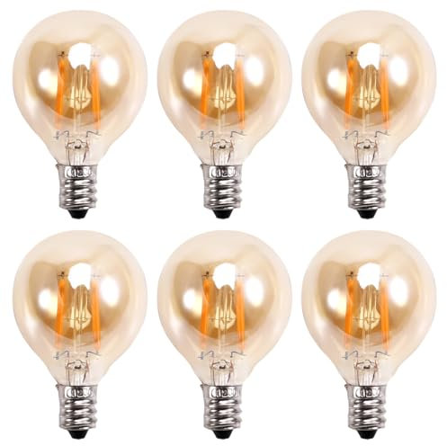 Breeshy 6Stk 1,5W LED G40 Ersatzbirne 220V Retro Gold Dimmable für Innen- und Außenlichterketten E12 Sockel