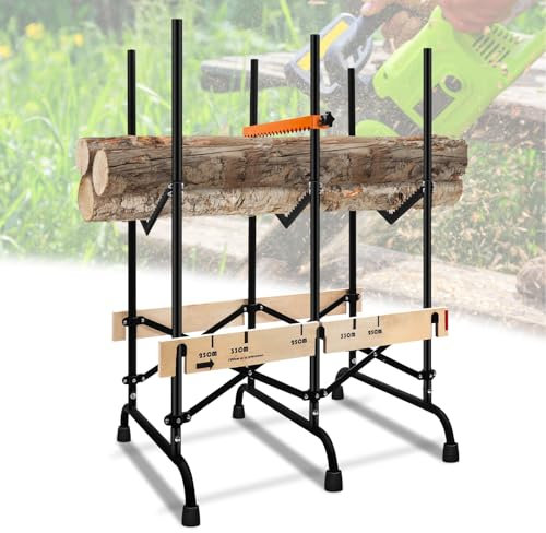 Ollewiellan Cavalletto pieghevole per motoseghe con protezione di espulsione e scala dimensionale, portata 150 kg, funzionalità cavalletto per sega a legna da ardere, 116 x 81 x 65 cm
