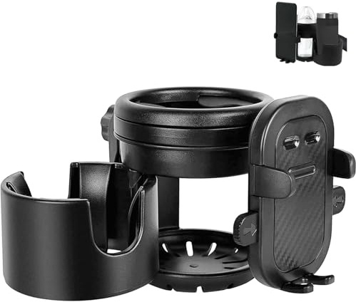 Stroller Cup Holder, Universal Cup Holder, 360° Rotatable Large Caliber Designed Bottle Cage for Bikes, Trolleys or WalkersScooter