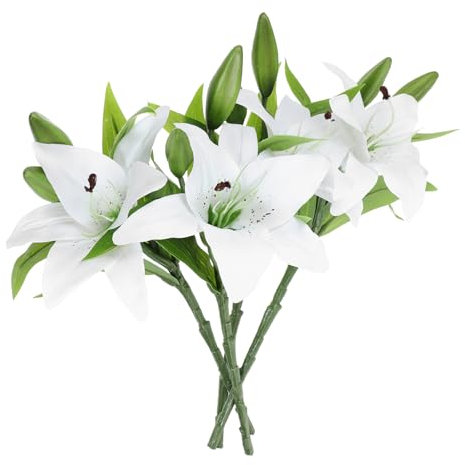 VINTORKY 4piezas Lirios Artificiales Realistas Decorativo Accesorio De Resistente para Interiores