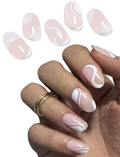 Unghie Gel Adesive UV, 20 PCS Irregular French, Strips puro Pellicola per Unghie Autoadesiva