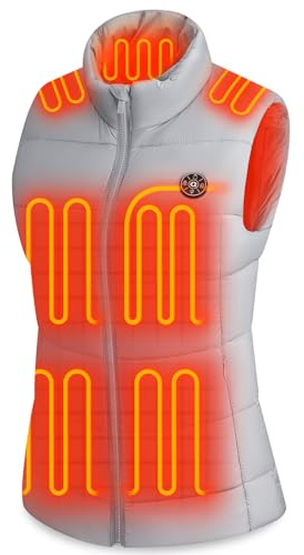 OCQOCQ Gilet chauffant pour femme avec batterie, gilet chauffant réglable avec 15 zones de chauffage, gilet chauffant pour femme pour le ski/le camping