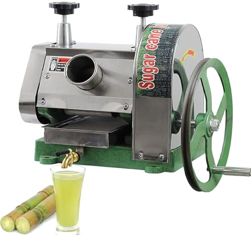 Extracteur de jus de canne à sucre, extracteur de jus manuel en acier inoxydable, capacité de 110 lb par heure, grande entrée, 3 rouleaux en acier, volant, pour la maison