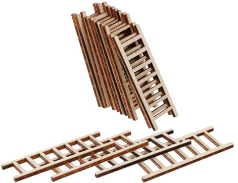 Toyvian 20Pcs Mini Wooden Step Ladder Ornaments for Dollhouse Decor Small Rustic Ladders for Fairy Garden Succulent Display and Diy Micro Landscape Accessories