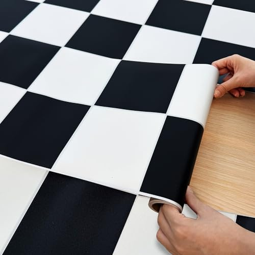 Vinyl Flooring Roll, 30cmX 5m, Laminate Black and White,Marble Peel n Stick Floor Tiles,Waterproof Covering for Bedroom, Living Room,Kitchen,Rental (1.5m² Black & White)