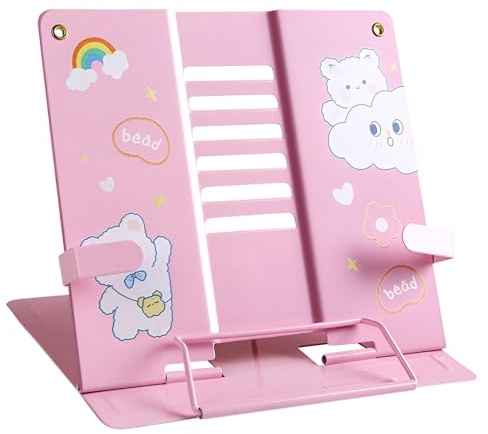 Mecmbj Buchständer Kinder, Verstellbarer Faltbarer Leseständer | Buchständer aus Metall, mit 6 Verstellbaren Positionen, für Lehrbuch, Dokument, Musikbuch, Büro, Schule, Kochbuchhalter