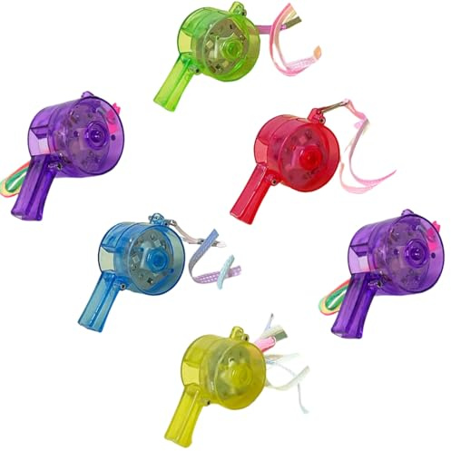 ZYMIADOU Lot de 6 sifflets lumineux avec LED multicolores Assortiment aléatoire Fournitures de fête Sifflets en plein air