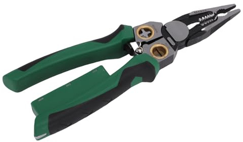 Fafeicy Pelacables 8 en 1, Alicates de Corte y Prensado, Herramienta de Pelado de Cables Multifuncional con Probador de Voltaje para Trabajos Eléctricos