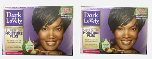Dark and Lovely No-Lye Hair Relaxer Kit Oil-Infused Caring System Super/Coarse ( 2 Relaxer )