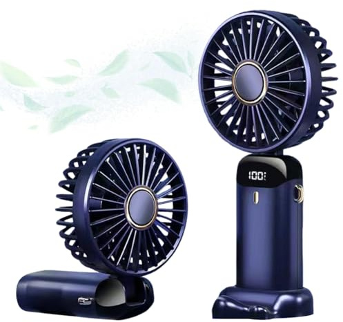 Spiritzohic Hand Held Fan, Portable Handheld Fan USB Rechargeable Fans with 5 Speeds Mini Foldable Fans USB Handheldfan Desk Desktopfan for Home Office Bedroom Outdoor Travel(Blue)