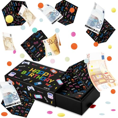 Giftota Geldgeschenke Geburtstag Gamer Geschenk- DIY Geschenkbox Geburtstag Pop Up Explosionsbox mit Konfetti - Geburtstagsgeschenk für Jungen Männer Zocker